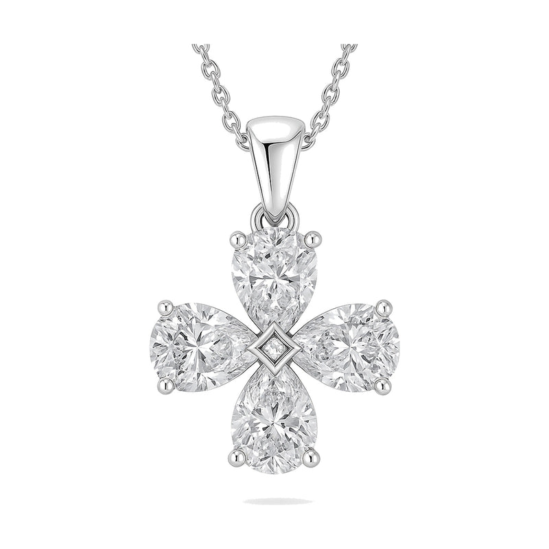 Lucia pendant in 14K white gold with a pear-cut lab-grown diamond