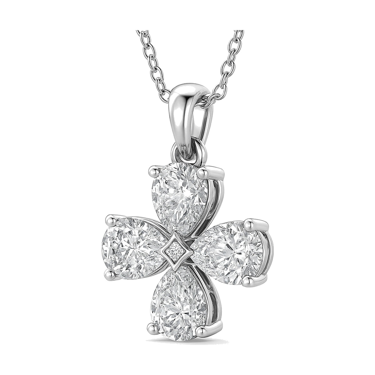 Lucia pendant in 14K white gold with a pear-cut lab-grown diamond