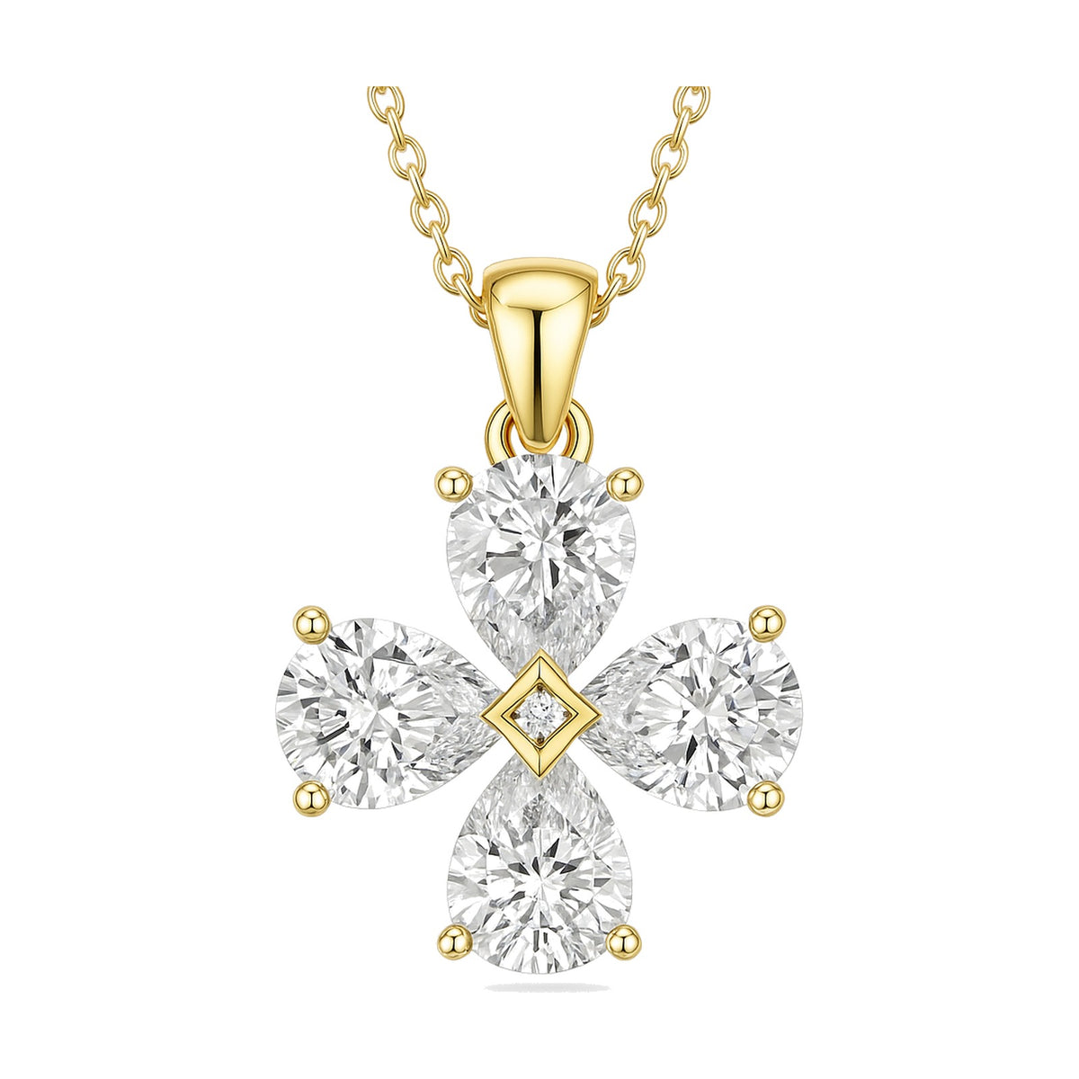 Lucia pendant in 14K yellow gold with a pear-cut lab-grown diamond