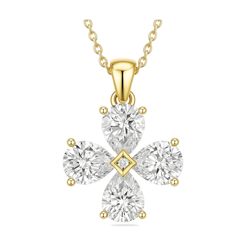 Lucia pendant in 14K yellow gold with a pear-cut lab-grown diamond