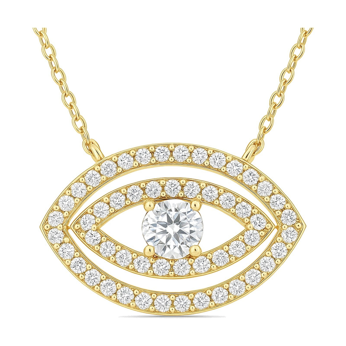 Maia pendant in 14K yellow gold with a round-cut lab-grown diamond