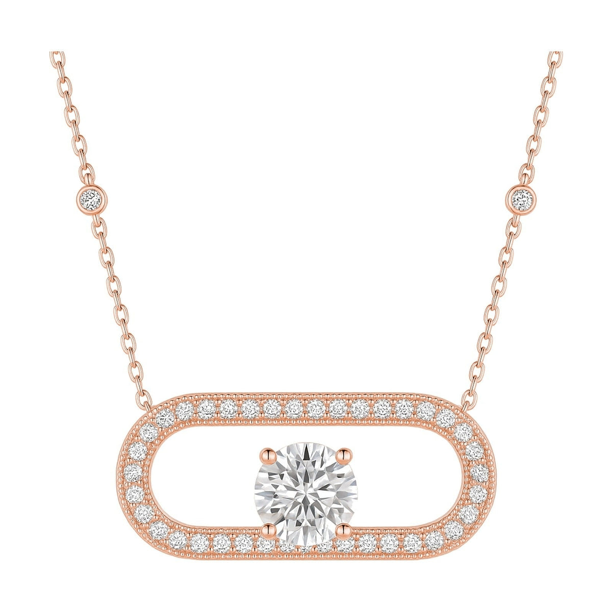 Margot pendant in 14K rose gold with a round-cut lab-grown diamond