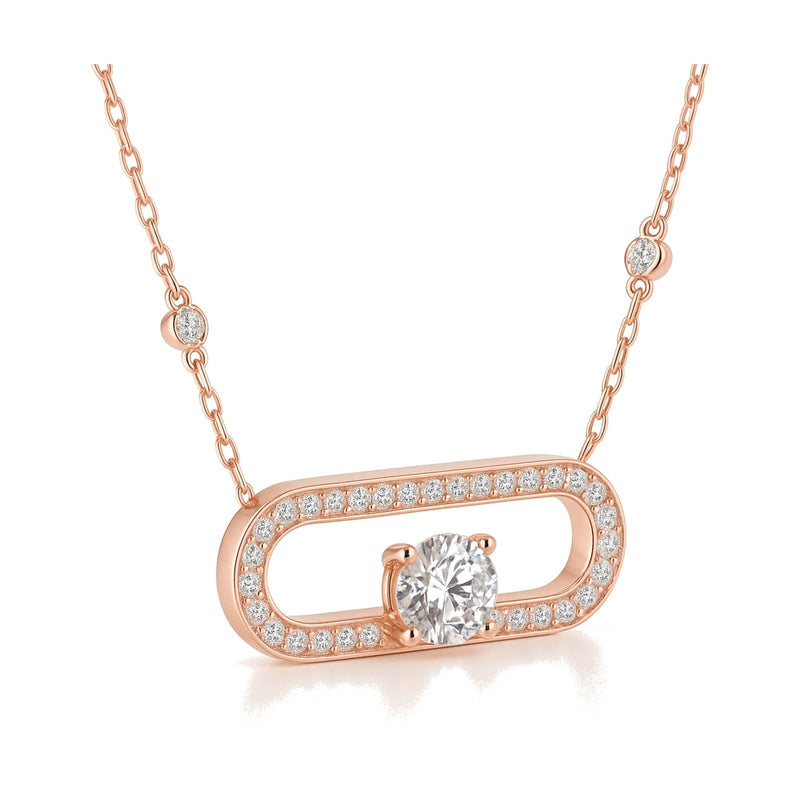 Margot pendant in 14K rose gold with a round-cut lab-grown diamond