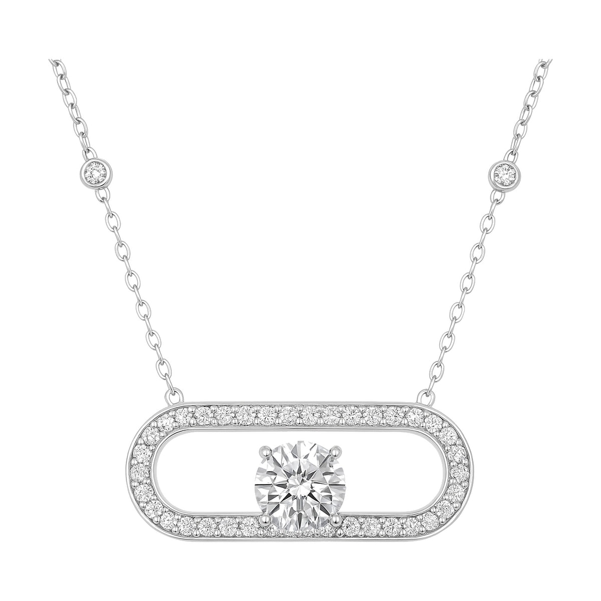 Margot pendant in 14K white gold with a round-cut lab-grown diamond