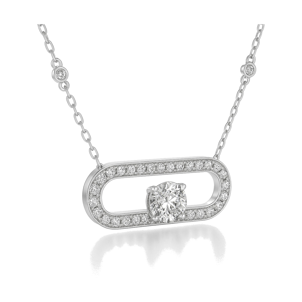 Margot pendant in 14K white gold with a round-cut lab-grown diamond