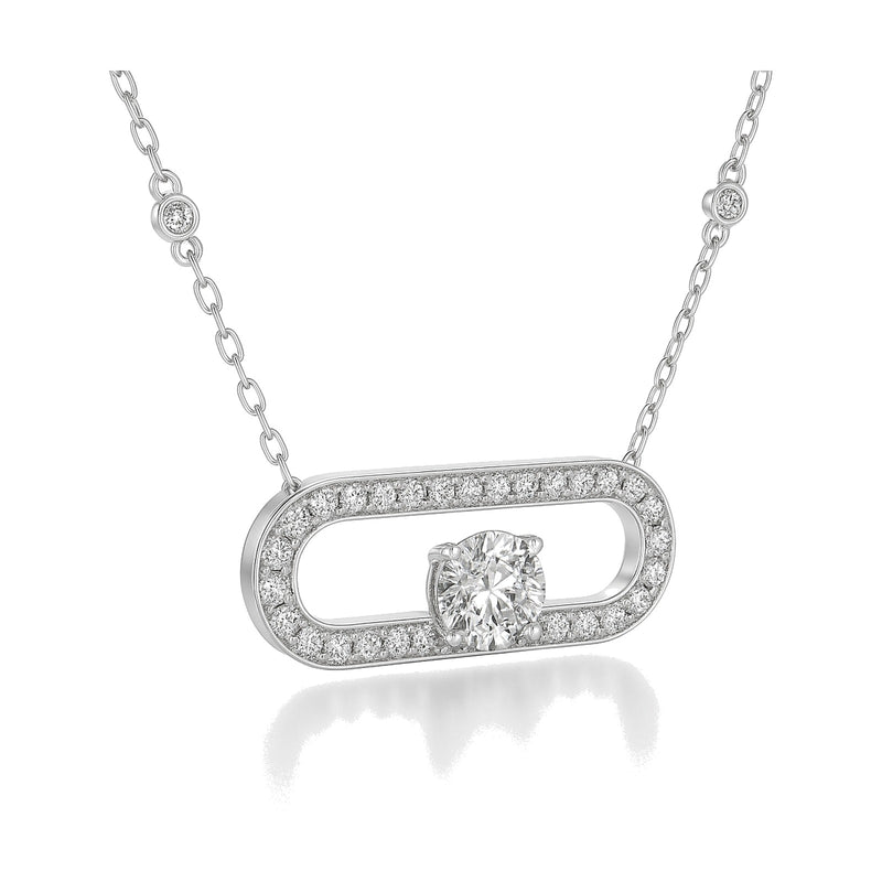 Margot pendant in 14K white gold with a round-cut lab-grown diamond