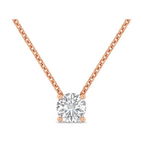 Marina pendant in 14K rose gold with a round-cut lab-grown diamond