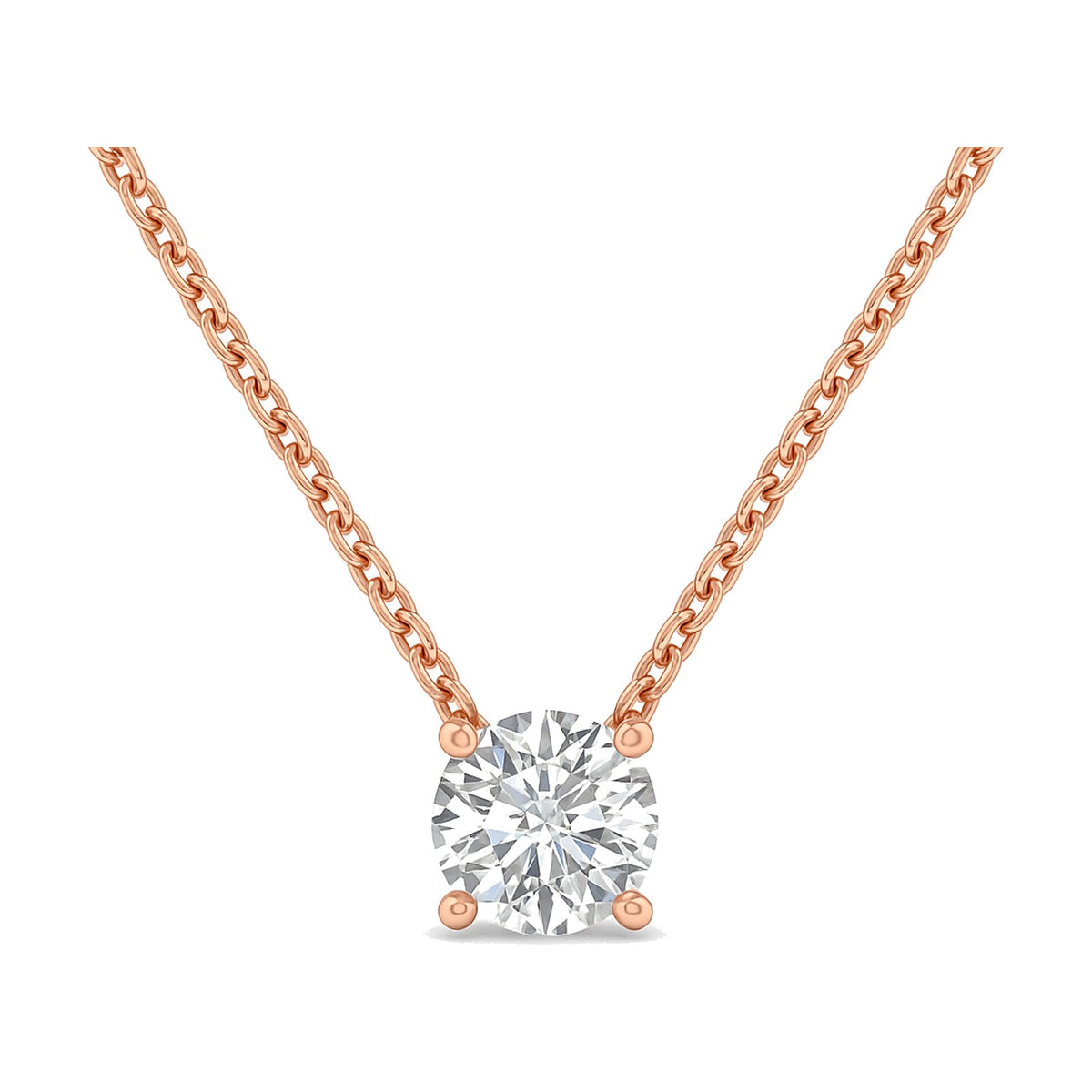 Marina pendant in 14K rose gold with a round-cut lab-grown diamond