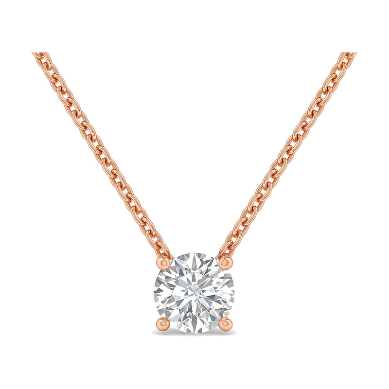Marina pendant in 14K rose gold with a round-cut lab-grown diamond