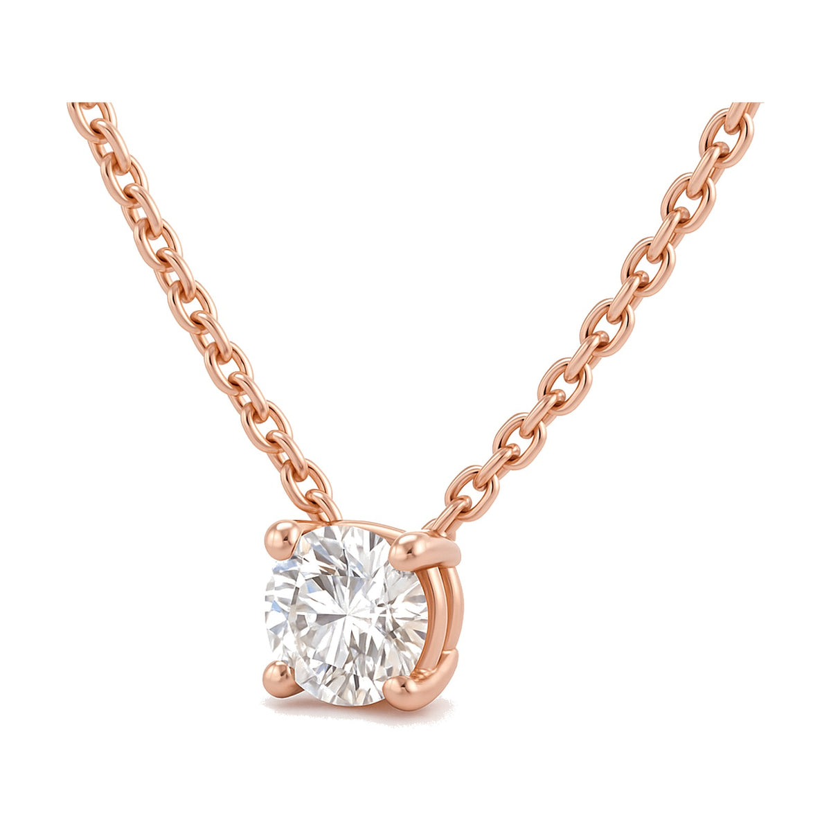 Marina pendant in 14K rose gold with a round-cut lab-grown diamond