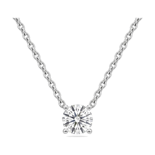 Marina pendant in 14K white gold with a round-cut lab-grown diamond