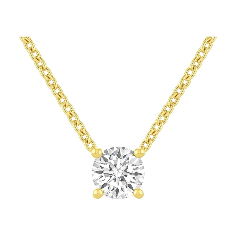 Marina pendant in 14K yellow gold with a round-cut lab-grown diamond
