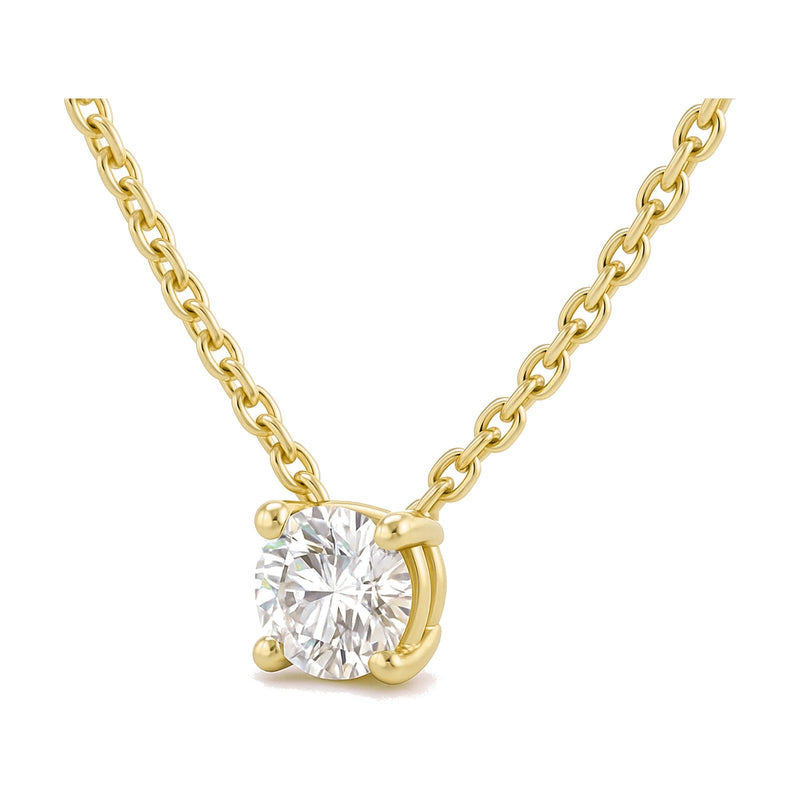 Marina pendant in 14K yellow gold with a round-cut lab-grown diamond
