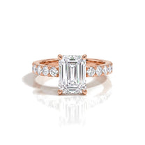 Mira ring in 14K rose gold with an emerald-cut lab-grown diamond