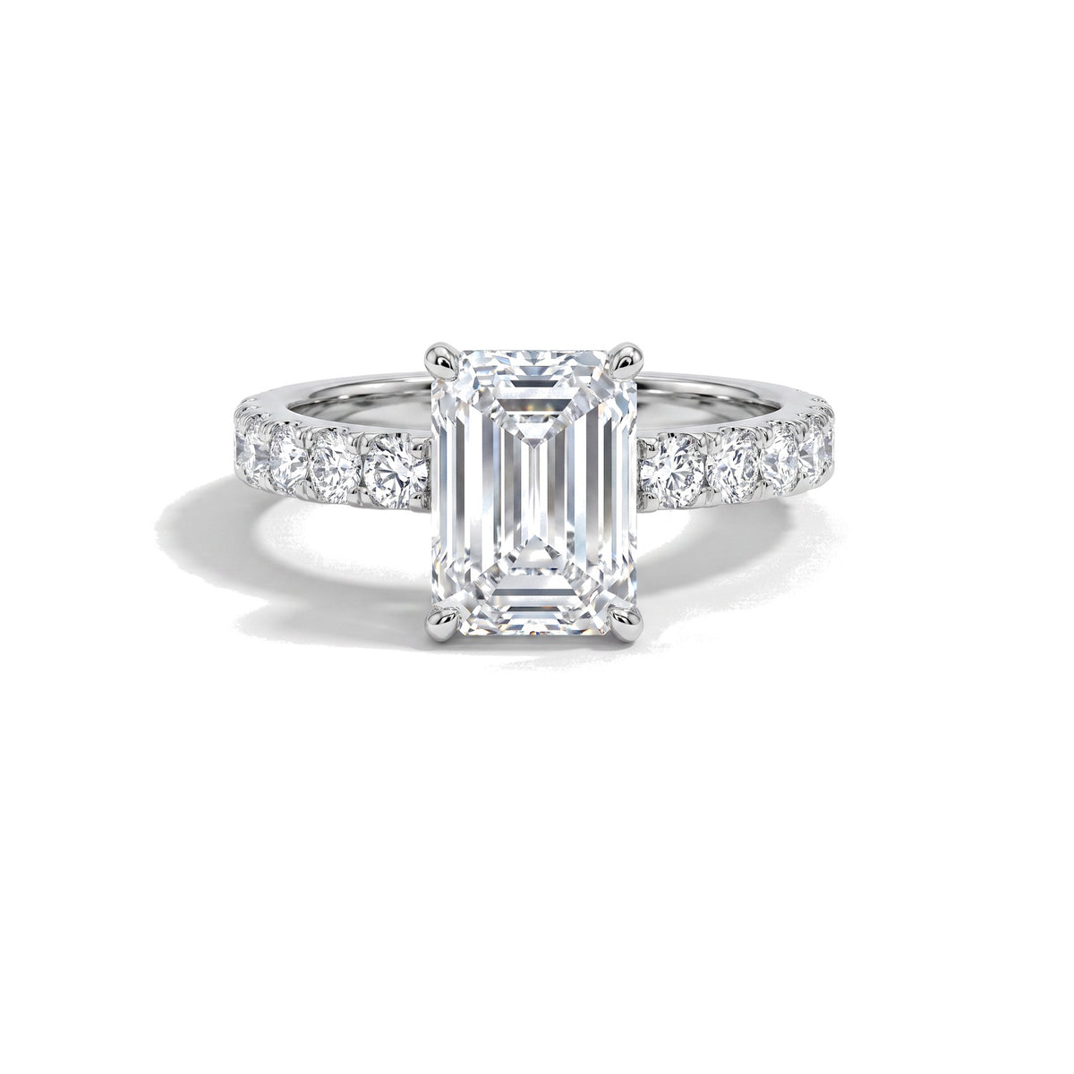 Mira ring in 14K white gold with an emerald-cut lab-grown diamond