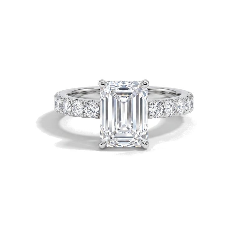 Mira ring in 14K white gold with an emerald-cut lab-grown diamond