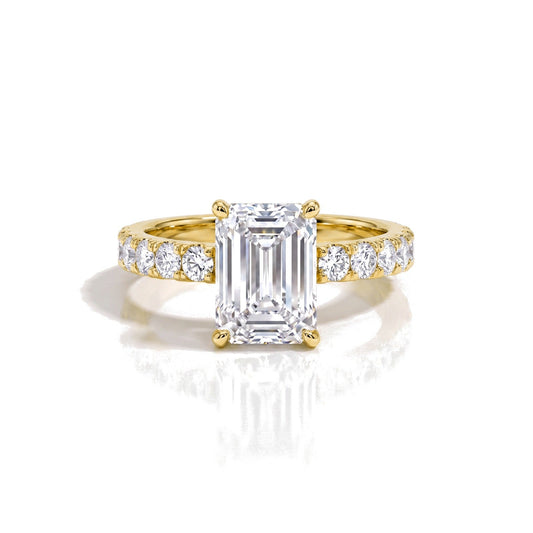 Mira ring in 14K yellow gold with an emerald-cut lab-grown diamond