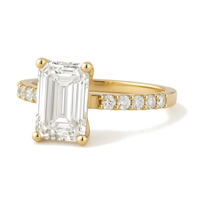 Mira ring in 14K yellow gold with an emerald-cut lab-grown diamond