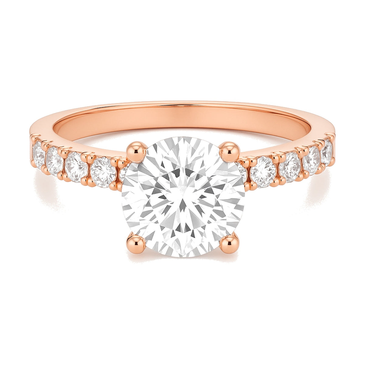 Nadia ring in 14K rose gold with a round-cut lab-grown diamond