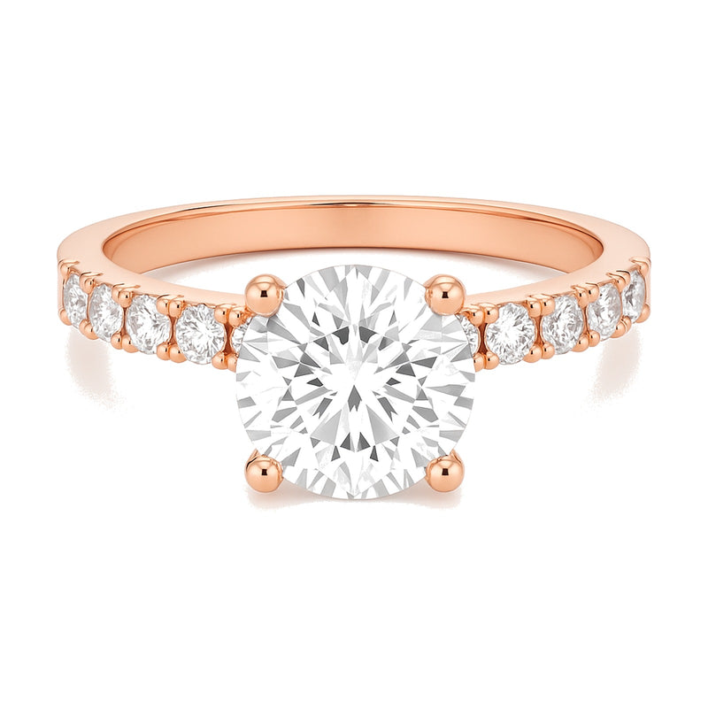 Nadia ring in 14K rose gold with a round-cut lab-grown diamond