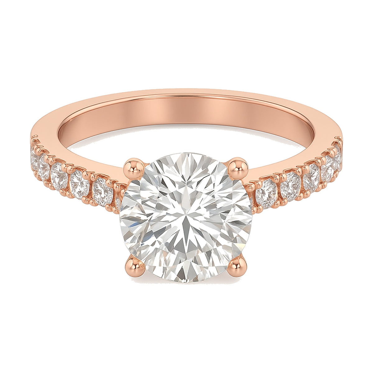 Nadia ring in 14K rose gold with a round-cut lab-grown diamond