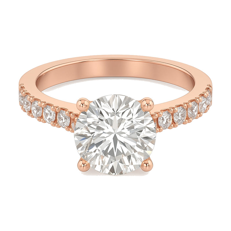 Nadia ring in 14K rose gold with a round-cut lab-grown diamond