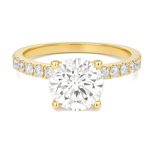 Nadia ring in 14K yellow gold with a round-cut lab-grown diamond
