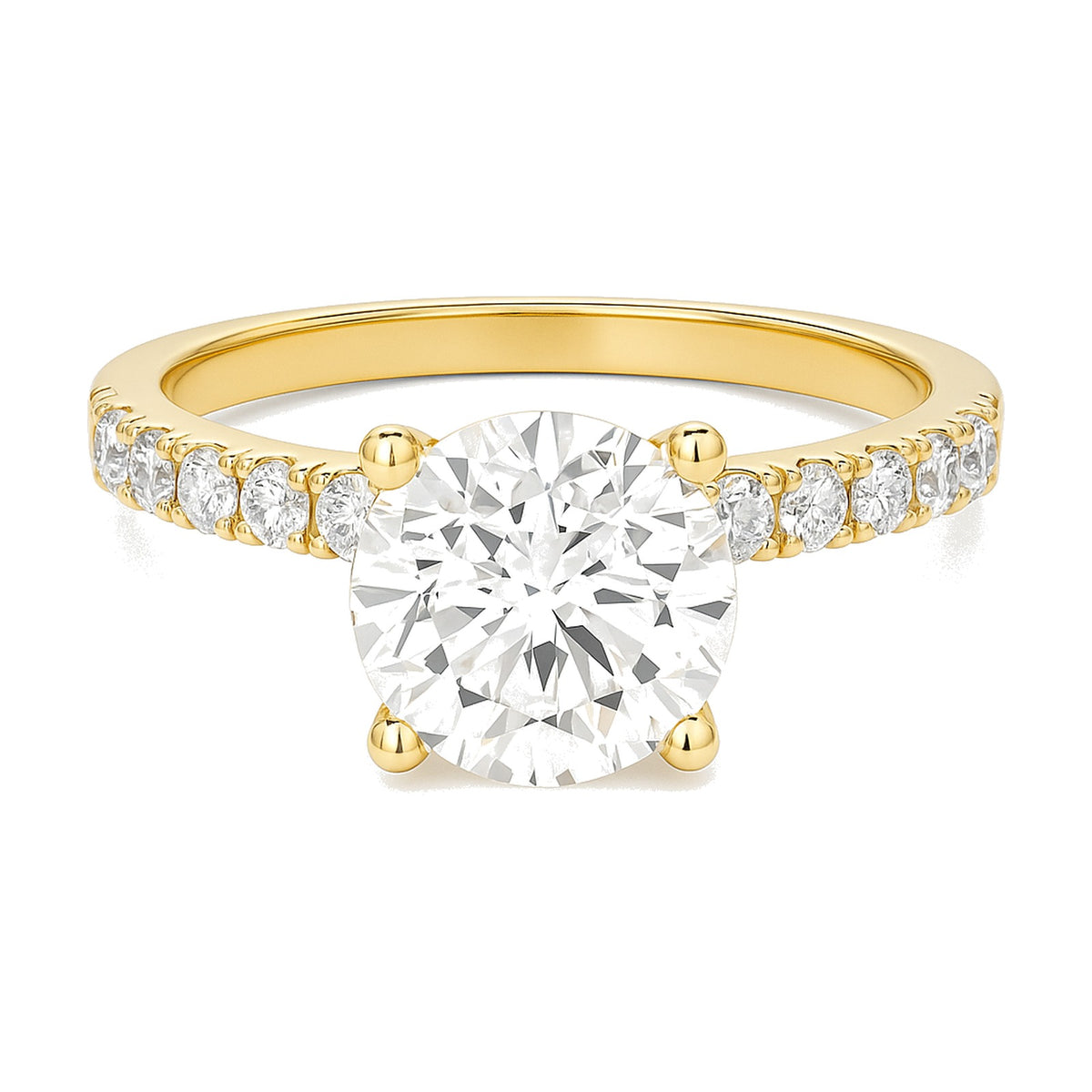 Nadia ring in 14K yellow gold with a round-cut lab-grown diamond
