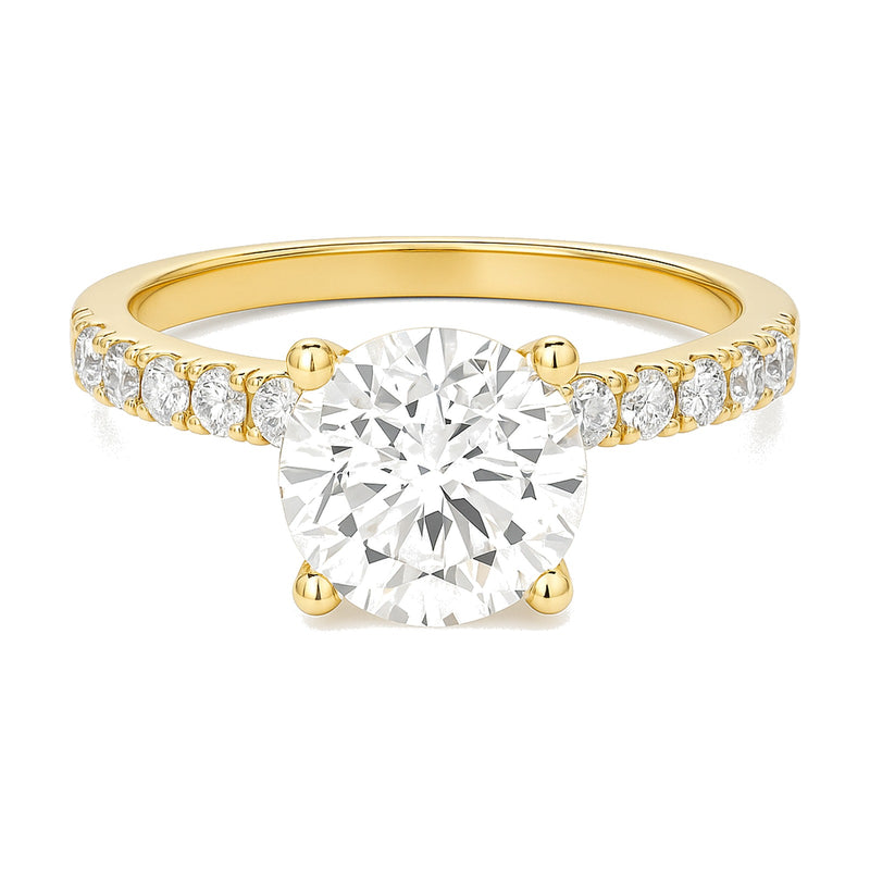 Nadia ring in 14K yellow gold with a round-cut lab-grown diamond
