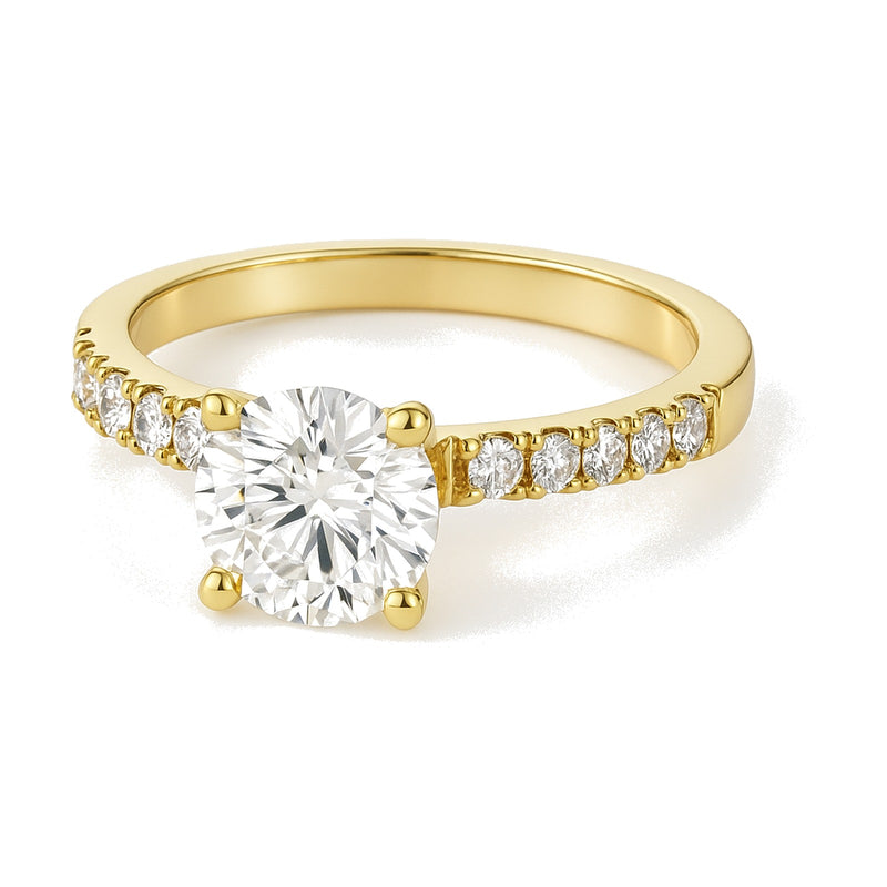 Nadia ring in 14K yellow gold with a round-cut lab-grown diamond