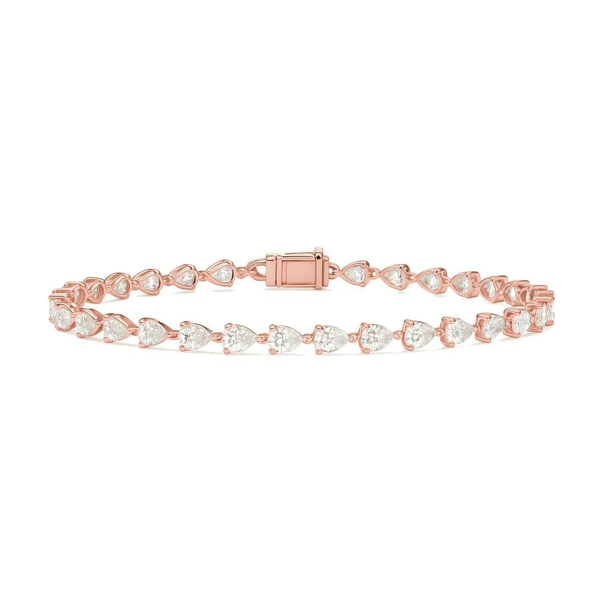 Odette bracelet in 14K rose gold with a pear-cut lab-grown diamond