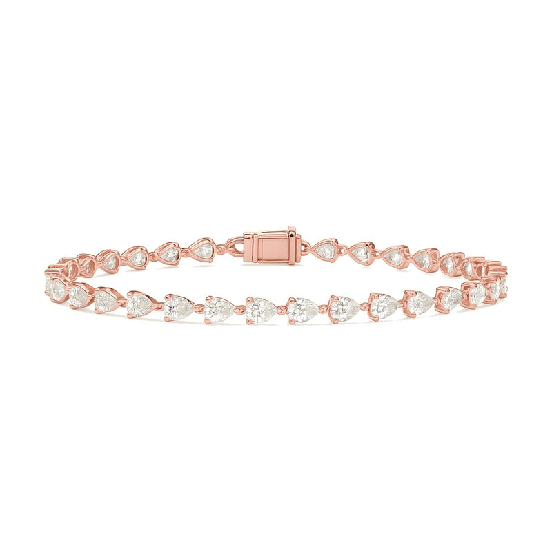 Odette bracelet in 14K rose gold with a pear-cut lab-grown diamond