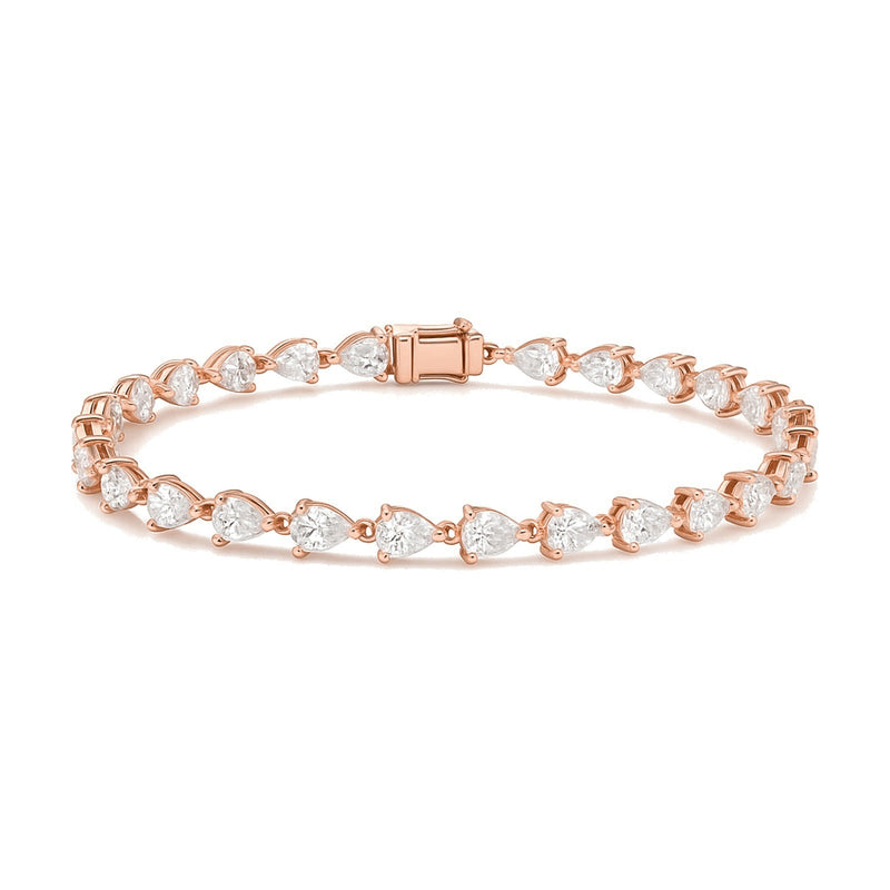 Odette bracelet in 14K rose gold with a pear-cut lab-grown diamond
