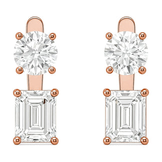 Perla earrings in 14K rose gold with an emerald-cut lab-grown diamond