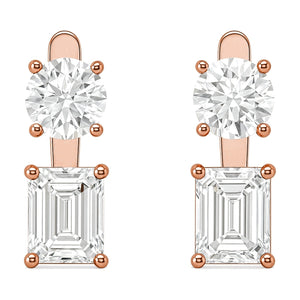Perla earrings in 14K rose gold with an emerald-cut lab-grown diamond