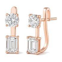 Perla earrings in 14K rose gold with an emerald-cut lab-grown diamond