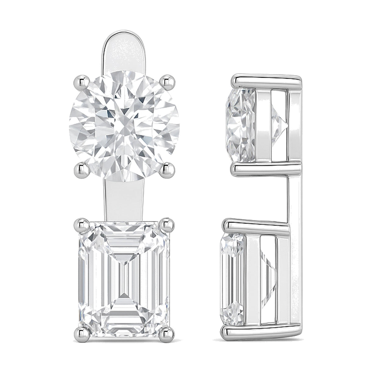Perla earrings in 14K white gold with an emerald-cut lab-grown diamond