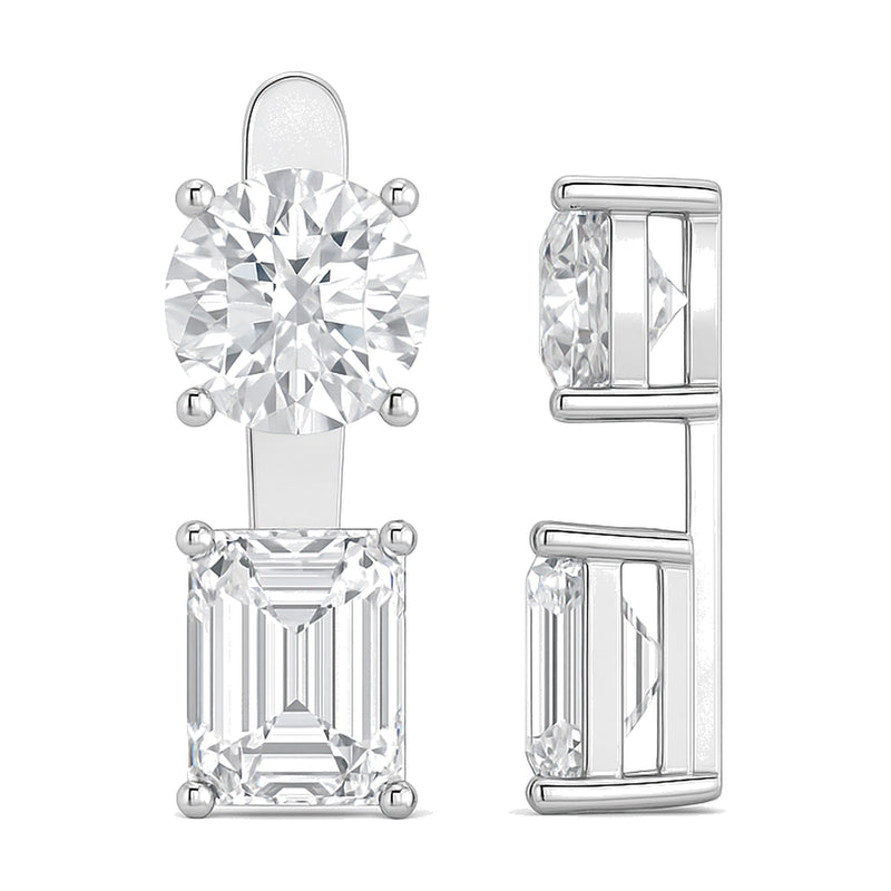 Perla earrings in 14K white gold with an emerald-cut lab-grown diamond