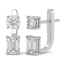 Perla earrings in 14K white gold with an emerald-cut lab-grown diamond
