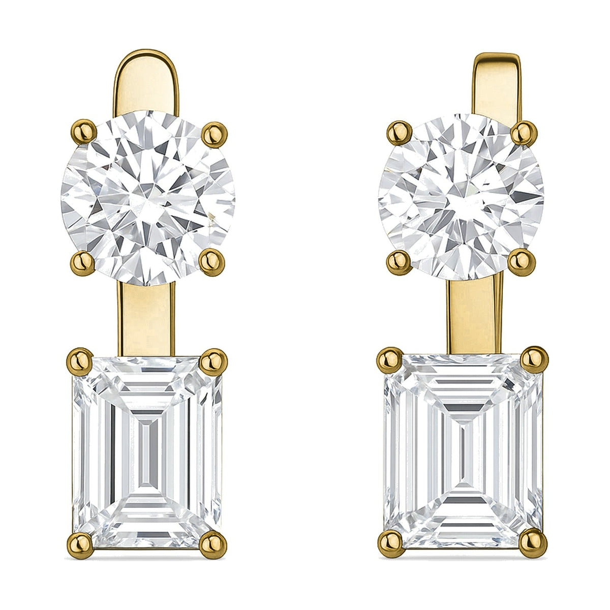 Perla earrings in 14K yellow gold with an emerald-cut lab-grown diamond