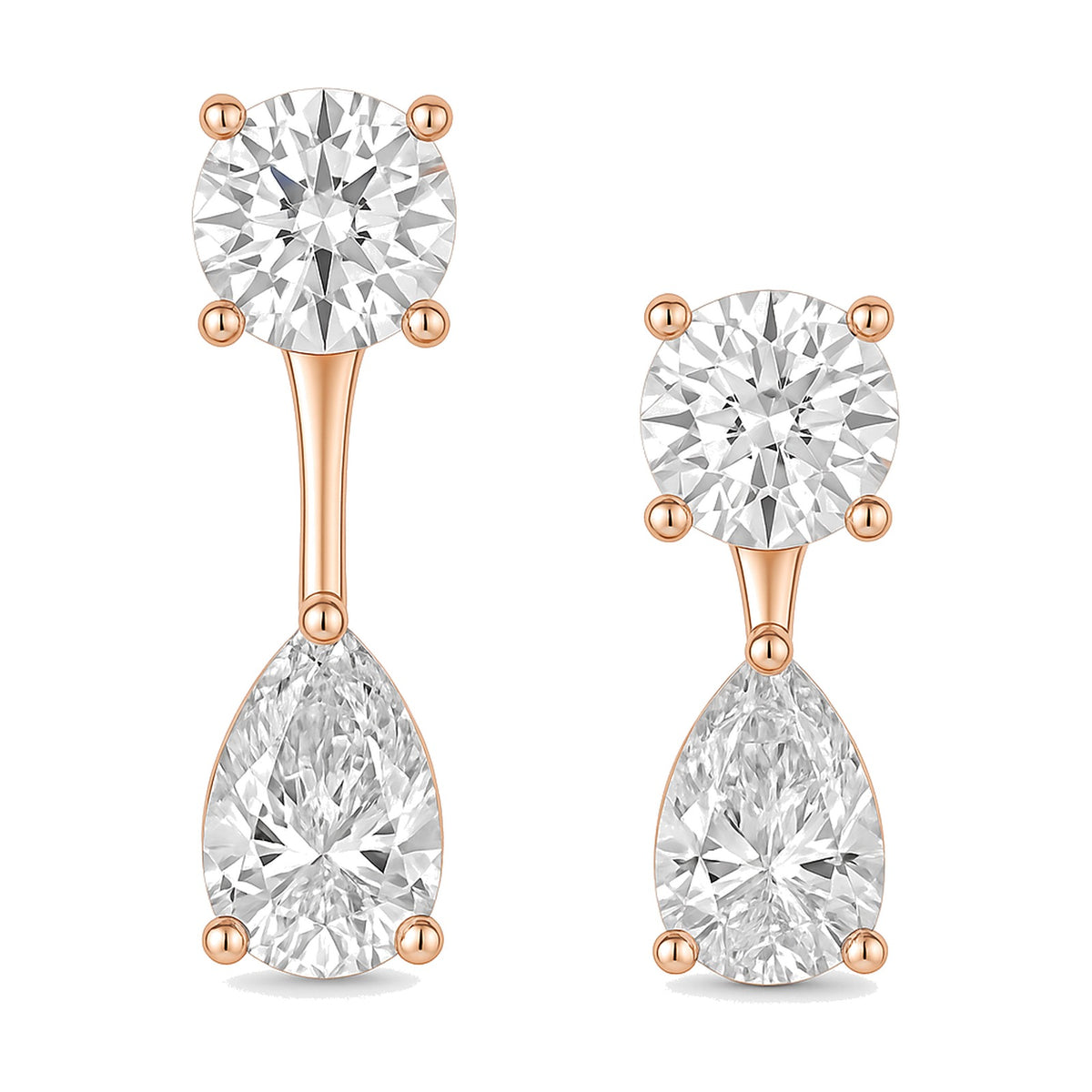 Petra earrings in 14K rose gold with a pear-cut lab-grown diamond