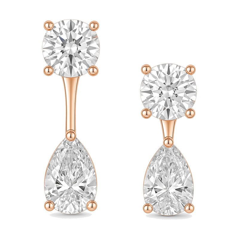 Petra earrings in 14K rose gold with a pear-cut lab-grown diamond