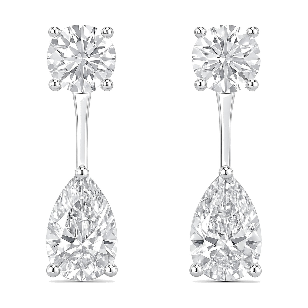 Petra earrings in 14K white gold with a pear-cut lab-grown diamond