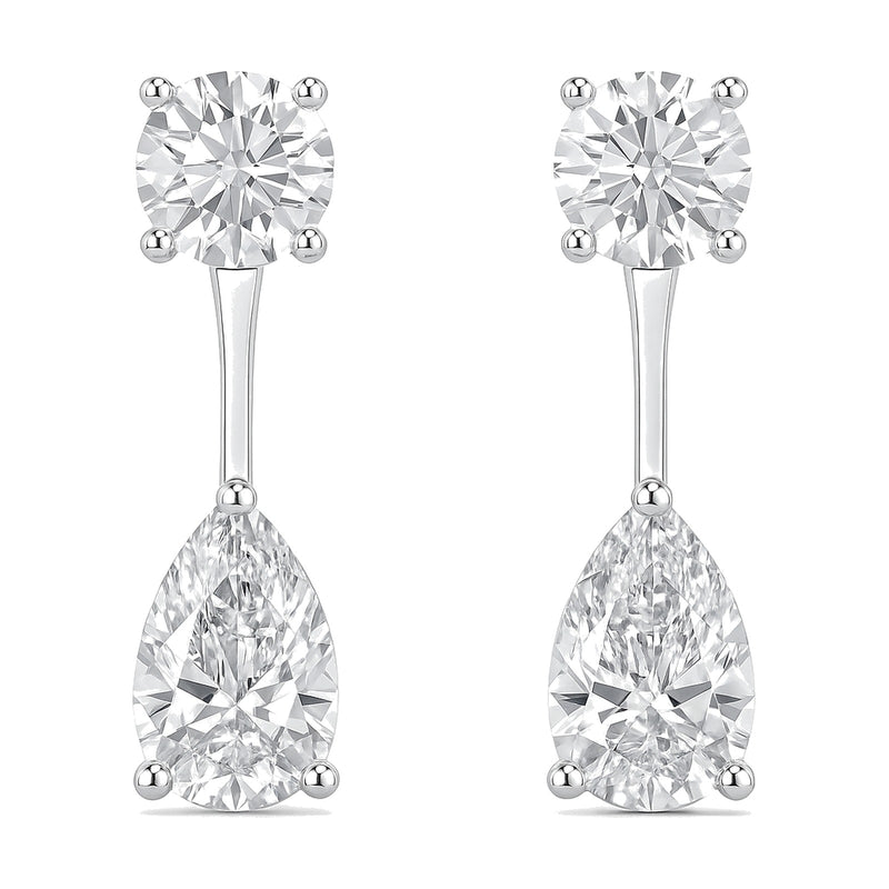 Petra earrings in 14K white gold with a pear-cut lab-grown diamond