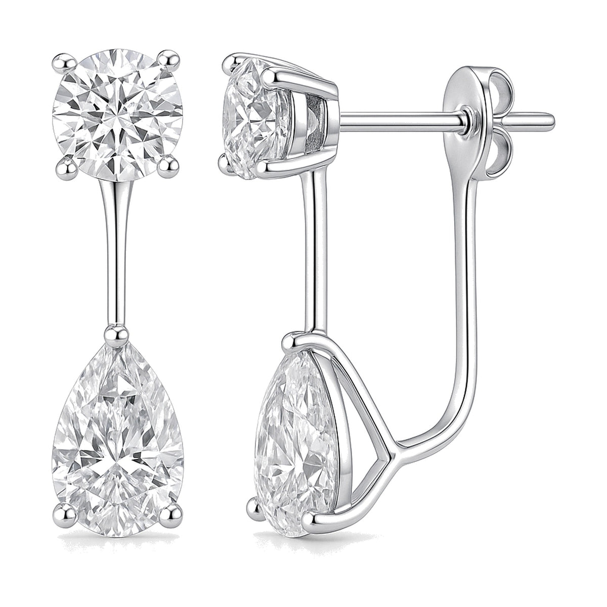 Petra earrings in 14K white gold with a pear-cut lab-grown diamond