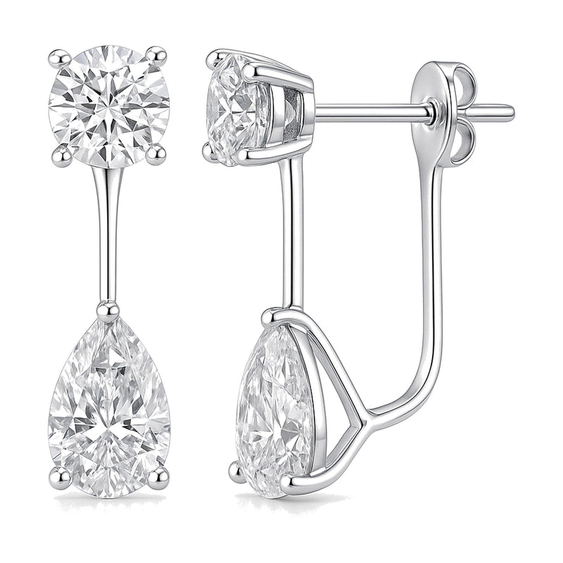 Petra earrings in 14K white gold with a pear-cut lab-grown diamond