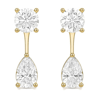 Petra earrings in 14K yellow gold with a pear-cut lab-grown diamond