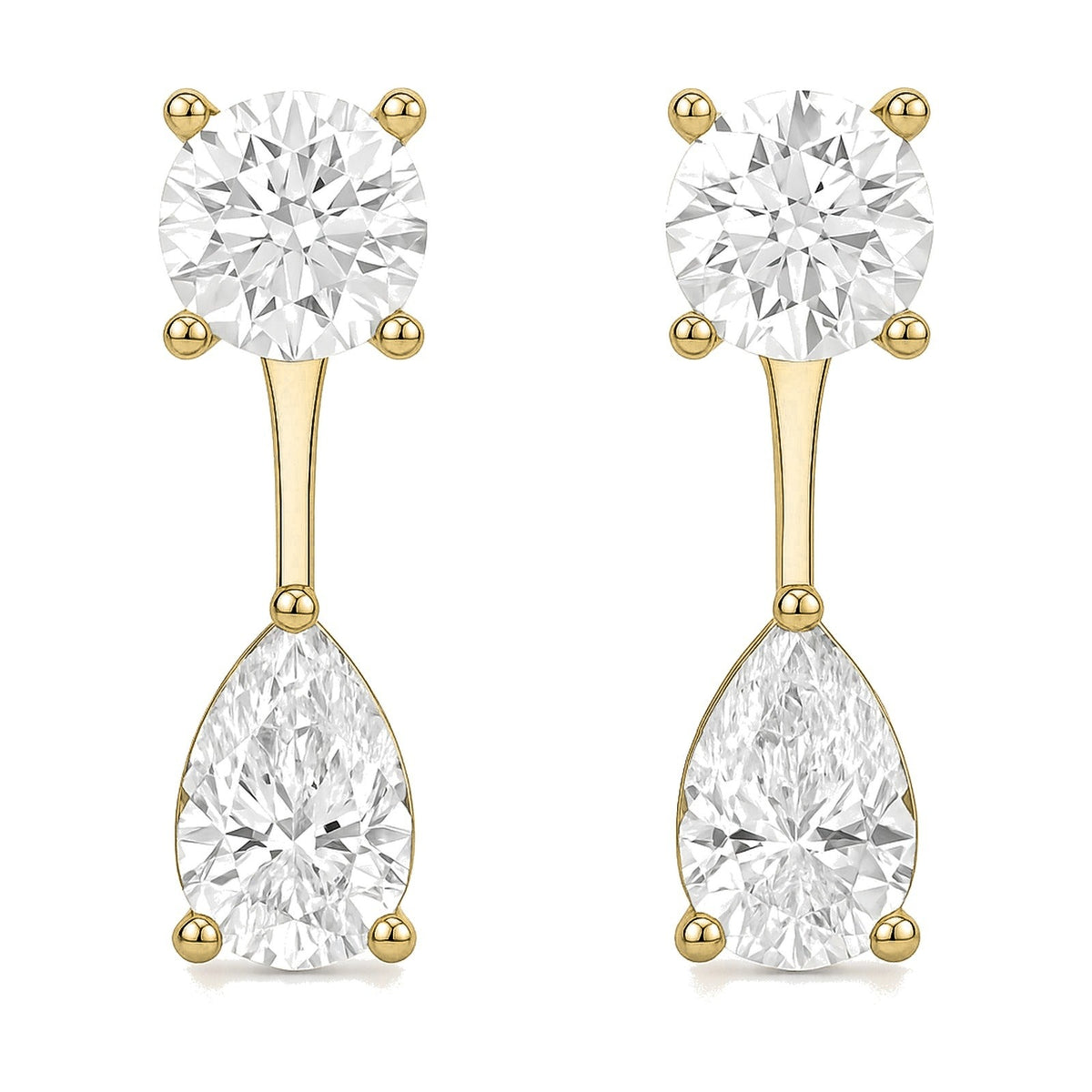 Petra earrings in 14K yellow gold with a pear-cut lab-grown diamond