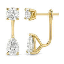 Petra earrings in 14K yellow gold with a pear-cut lab-grown diamond