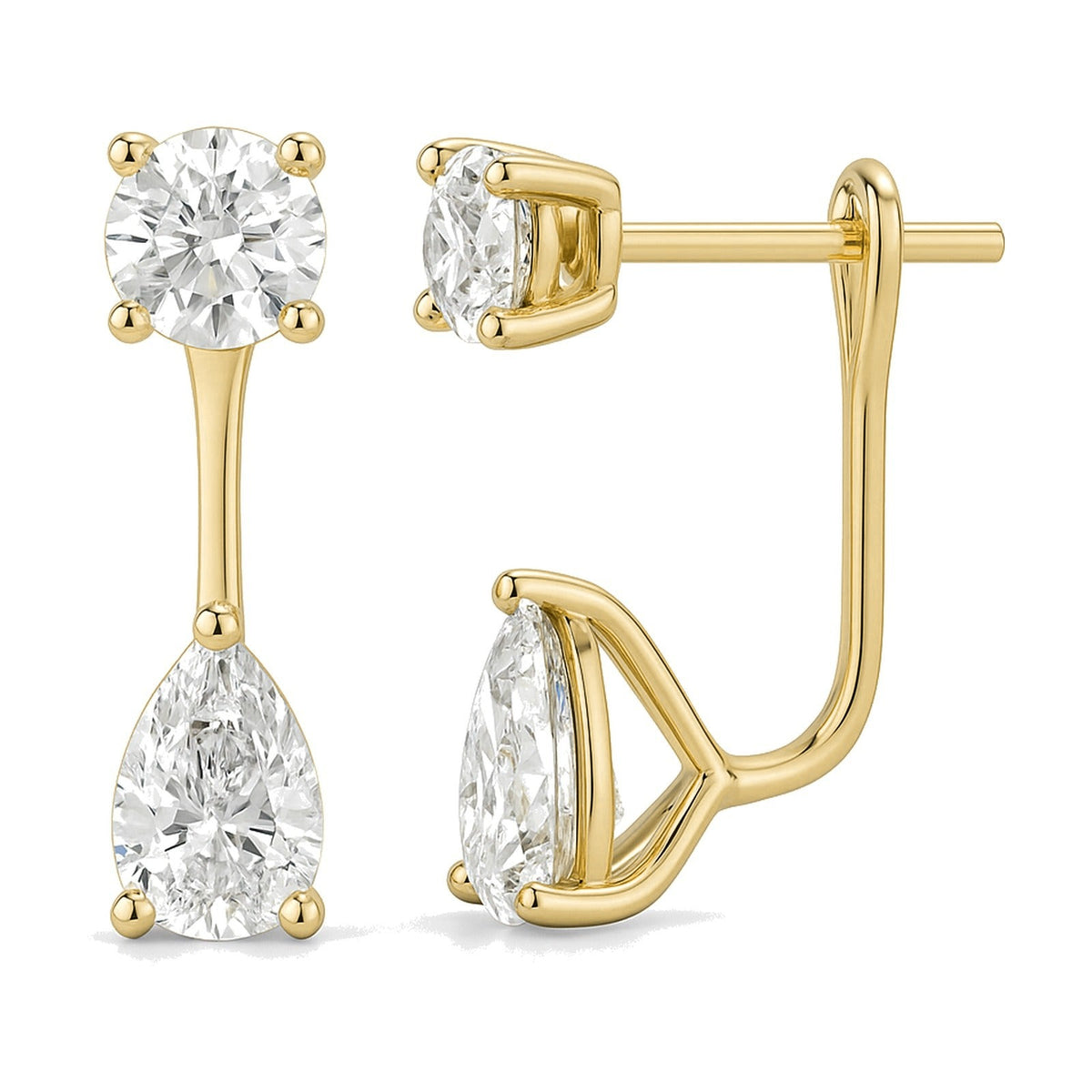 Petra earrings in 14K yellow gold with a pear-cut lab-grown diamond